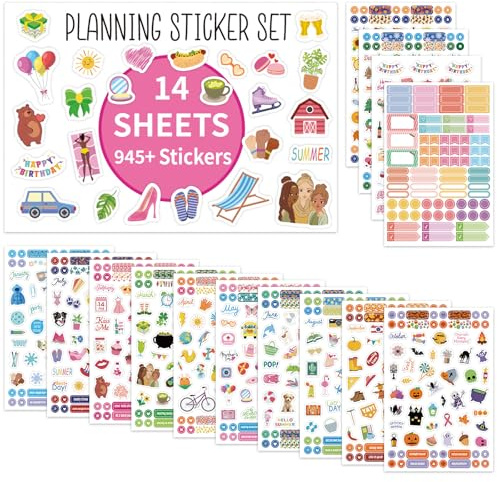 945+ Scrapbooking Aufkleber, 14 Blätter Jahreszeiten Sticker für DIY | Für Scrapbook Fotoalbum Kalender & DIY Basteln, ideales Geschenke für Kinder und Erwachsene