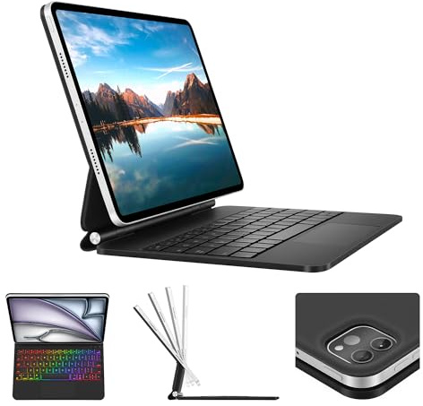Seagtigai Magic Keyboard Case for iPad Pro 11 (4th/3rd/2nd/1st) Gen & iPad Air 11 inch (M4,2026/M3/M2) & 10.9 iPad Air 5th/4th Generation, Easy-Set Magnetic Stand, Trackpad Mouse, 7-Color Backlit