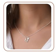 Aretas Womens Sterling Silver Initial Heart Necklace Gifts for Ladies Teenage Girls Personalised Name Letter M Pendant Silver Jewellery Anniversary Birthday Presents for Teen Girls 15 16 17 18