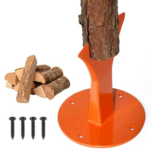 DREONVU Kindling Splitter Wood Splitter for Firewood Heavy Duty Forged Steel Manual Log Splitter for fireplaces, Camping, and Outdoor Use Orange