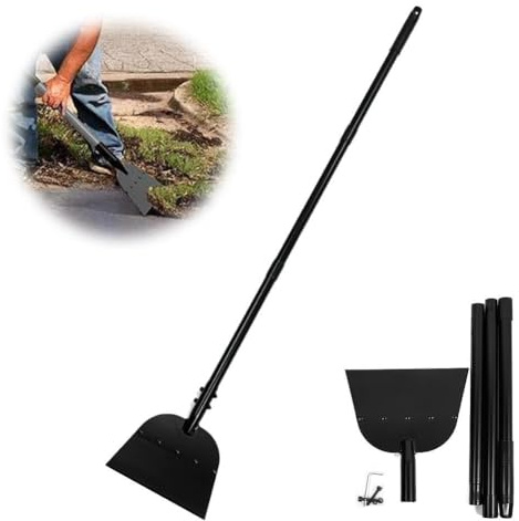 Pala multifunzionale per la pulizia del giardino, vanga da giardino con manico regolabile da 139,7 cm, raschietto per pavimenti per bordi del prato, scavare, rimozione del ghiaccio (nero)