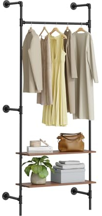 SoBuy Perchero de Pared con 2 Estantes MDF 45kg, 91,5x48x220cm