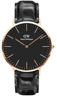 Daniel Wellington Classic Reading, Schwarz/Roségold Uhr, 40mm, Leder, für Herren