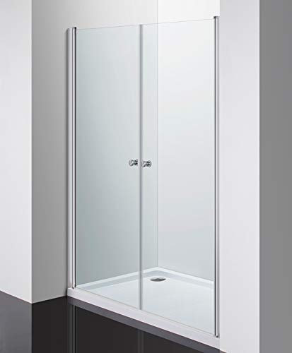Tür Duschkabine Kristall Matt 6 mm Nische Saloon Öffnung Doppel Flügeltür Breite 70 cm, Höhe 190 cm