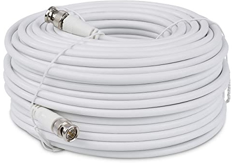 SSL Satellites 10 Meter White BNC to BNC CCTV Coaxial Video Cable Lead Extension Indoor/Outdoor Male to Male Plug Camera DVR Kit