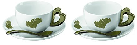 Guzzini GZ11440039 Love Set 2 Tazze Cappuccino con Piattino Sabbia