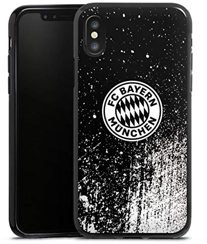 Silikon Hülle kompatibel mit Apple iPhone X Case schwarz Handyhülle FC Bayern München Offizielles Lizenzprodukt FCB