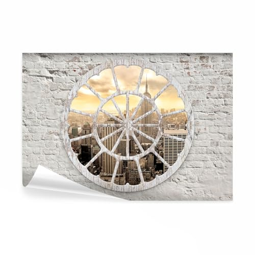 decomonkey Papier Peint Panoramique New York 250x175 cm Décoration murale | Tapisserie décorative pour chambre salon, Manhattan pierre new york ville texture vue depuis la fenêtre, moderne