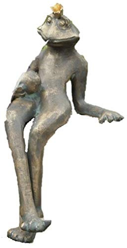 Steinfiguren Horn Wasserspeier Froschkönig Gunter, von der Künstlerin Hanf, Bronze Frosch, Tierfigur für Garten & Teich
