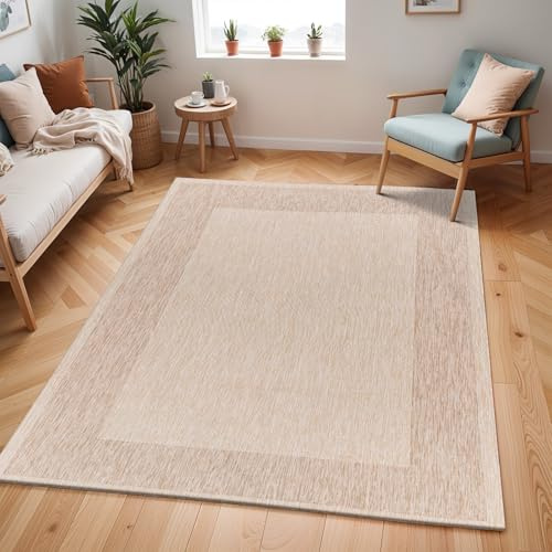 Livabliss Crete Outdoor Teppich 160x213 cm – Wetterfester Boho Teppich für Balkon, Terrasse & Garten – pflegeleicht in Vanille & Beige