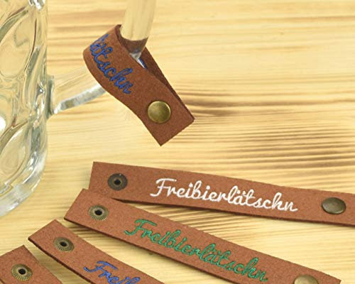 Henkelband 'Freibierlätschen' Bestickt - Stickfarbe wählbar - 1 Stück - Oktoberfest Maß Maßkrugband