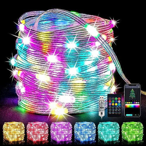 Copper Wire Waterproof Hanging Fairy Lights - 2 Pack, Each 12M USB Plug in, 120LED With 40 Photo Clips, Remote Timer for Party, Wedding, Birthday, Christmas Decor