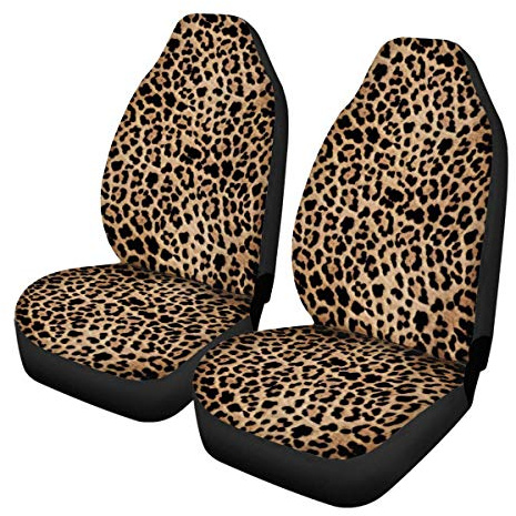 TOADDMOS Leopard Braun Print Auto Vordersitzbezüge für Herren Damen,Wild Gepard Muster Fahrzeug Sitzschoner Autositzbezüge für Autos