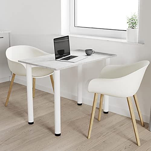 AKKE 60x60 | Esszimmertisch - Esstisch - Tisch mit weißen Beinen - Küchentisch - Bürotisch | Beton