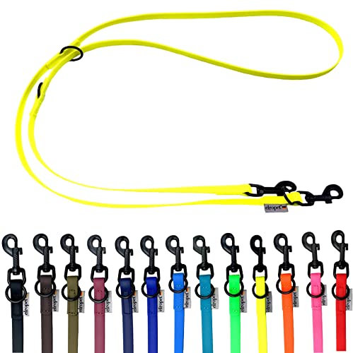 Biothane Hundeleine kleine Hunde/große Hunde verstellbar 2m / 2,40m / 2,80m / 3,50m / 5m schwarzer Haken (5m X 9mm, Neongelb)
