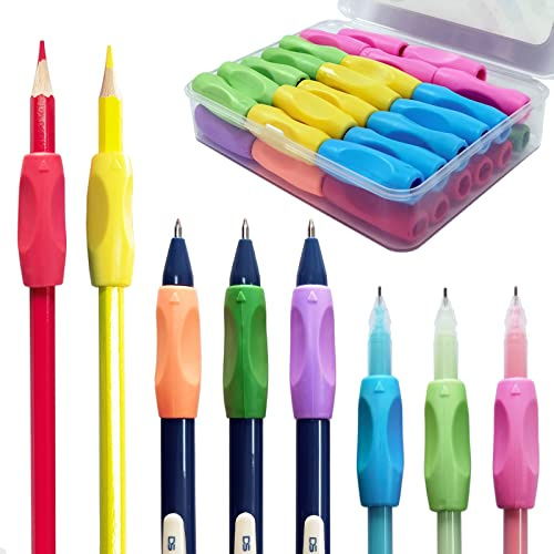 OSteed Pencil Grips for Children, Ergonomic Pen Grips for Adults, 40 Pcs | 8 Colors, Pen Cushion Bulk, Silicone Rubber, Ultra Pen Grippers, Easy Grip, Finger Support, Comfort Grips, Pen Holding Grips