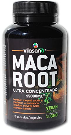 VILASANA Maca Root 15.000MG NO GMO,60 cápsulas veganas RAÍZ DE MACA ALTA POTENCIA