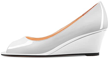 HDEUOLM Femmes Bas Compensé Talon Heel Ouvert Bout Slip-on Escarpins Classique Cute Dress Sandales 5 CM Heels