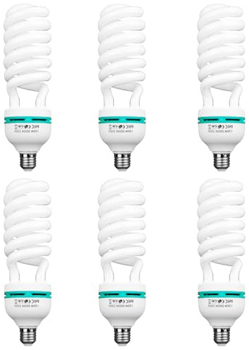 BOLLUMA 6 x 50W = 135W 5500K Fotolampe E27 Fotoleuchte, Spiral Tageslichtlampe Studioleuchte Energiesparende Lebensdauer Beleuchtung für Produktfotografie Fotostudio, Fotografie, Softbox