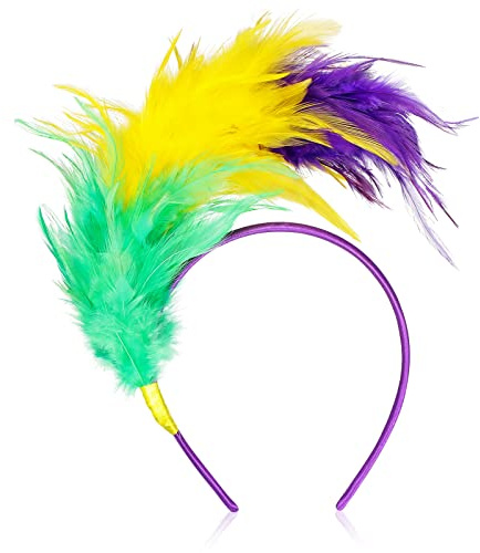Dilunave Bunt Feder Stirnband Fascinator Regenbogen Haarreif Cosplay Haarbänder Karneval Kopfschmuck Fasching Stirnband Feder Kopfschmuck Damen Kostüm für Ostern Hochzeit