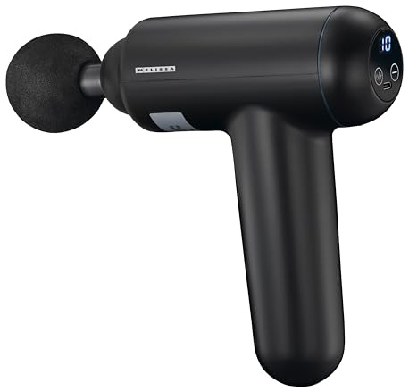 Melissa 16770048 LCD Massage Pistole Massagegerät Massagepistole Gun wiederaufladbar 4 Aufsätze, Schwarz