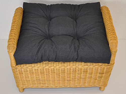 Rattani Premium Qualität - Polster/Kissen/Ersatzpolster für Rattan Ohrensessel/Rattansessel, Hockerkissen, Colore Antracite (anthrazit), 50 cm x 40 cm, Schaumstoff/Flies, 1 stück