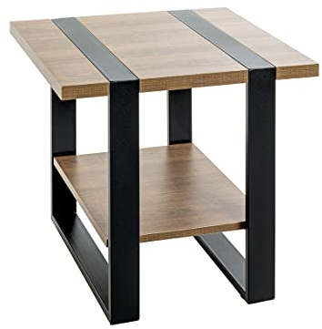 HAKU Beistelltisch Eiche schwarz Metall Industrial Loft Style - moderner Couchtisch Sofatisch Spanplatte - Maße: B 45 x H 45 x T 45 cm Style: Modern