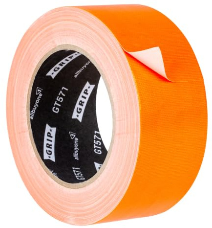 GRIP Eventbasics Ruban adhésif fluo GT 571 - 50 mm x 25 m - Structure fine - Très grande adhérence - Décollable 48 h - Pour intérieur et extérieur - Orange fluo