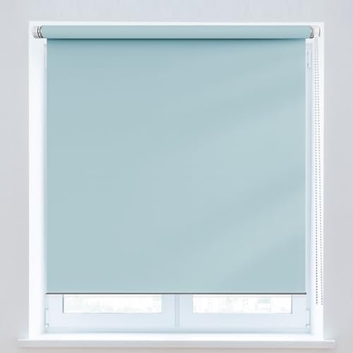 Verdunkelungsrollo 35 x 100 cm, Sichtschutz, Lichtschutz, Blendschutz, Rollos Für Fenster Innen, mit Aluminium-Schienen, für Dachfenster, Himmelblau