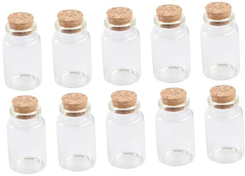 BESTonZON 10pcs Cork Glass Tea Dispensing Can Storage Containers for Tea Candies Home Decor