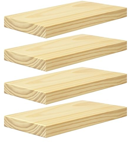 eSituro 4er Set Wandregale Regal Wand, Hängeregal, Schweberegal Massive Holz, Regalbrett 40x19x3,5 cm, für Küche Wohnzimmer Schlafzimmer, freischwebende Wandboard Büroregal, Holzoptik