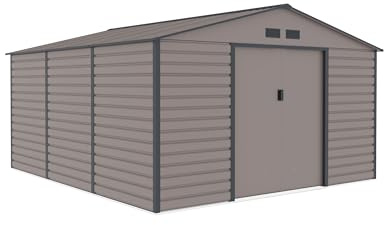 Gartenhaus G21 GAH 1300, 340 x 382 cm, grau, einfache Montage, 13 qm, verzinkte Oberfläche, Lüftungsgitter