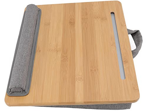 POYHKFD Schoß-Laptop-Schreibtisch, 42 X 34 Cm Schoß-Schreibtisch für Laptop mit Kissen, Kissen und Griff, Kleiner Multifunktions-Schoß-Schreibtisch aus Holz, Betttablett für Bett, Sofa, Couch, Heimbür