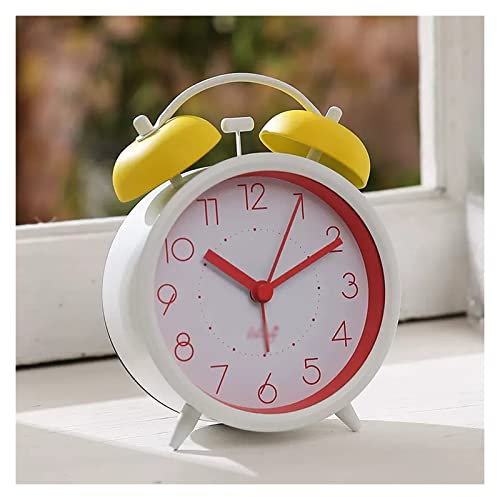 HHeaeR Despertadores Despertadores analógicos for niños de 4 Pulgadas, silenciosos, sin tictac, con retroiluminación, Doble Campana, for Dormitorio y cabecera Despertadores de Mesilla (Color : B)