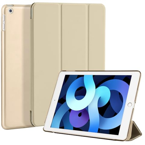 4UBonLife Coque pour iPad 6ème/5ème Génération 9,7 Pouces, Or | Étui Housse de Protection Léger, Coque Arrière en PC Rigide Translucide Givré pour iPad 6/5 Gen 2017 2018, Veille/Réveil Auto