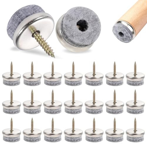 ZMNVHJ Stuhl Filzgleiter 50 Stück - Grau, Ø 22mm, Filzgleiter für Stühle, Tische, Sessel, Couch, Barhocker, Kommode, Laminat, Parkett, Marmor, Kork
