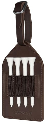TORRO Leder Golf Tee Halter – Leder Tee Halter für Golftaschen mit 4 Tee-Schlitzen, Verstellbarem Riemen und 4 Bambus Tees