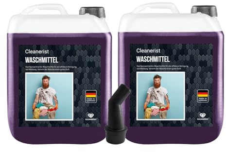 Cleanerist – svart tvättmedel flytande för 700 mörka tvättar – 2 x 10 l flytande tvättmedel koncentrat för svart och mörk tvätt – XXL tvättmedel med fräsch doft för 20–95 °C, istället för pods, pulver