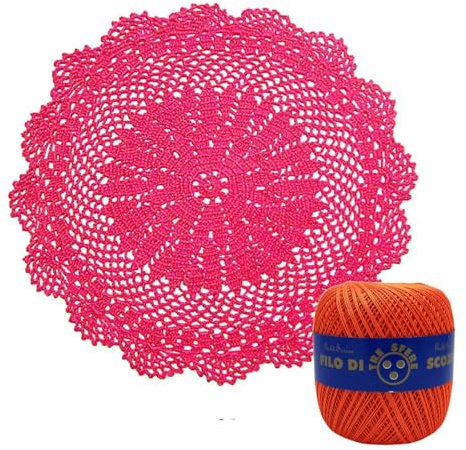 Orange Hakeldeckchen rund aus Baumwolle 27 cm (30CN) - Made in Italy