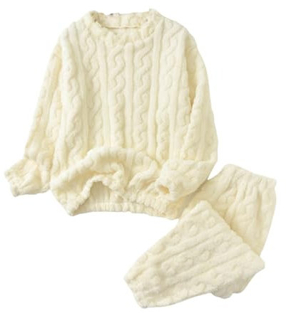 Generico Pigiama Donna Invernale Pile Pigiami Caldo Felpato Abbigliamento da Casa Sciolto Casual Morbido e Confortevole Tuta Pile Felpa e Pantaloni Pigiama Set Casa Cotone Idee Regalo Donne