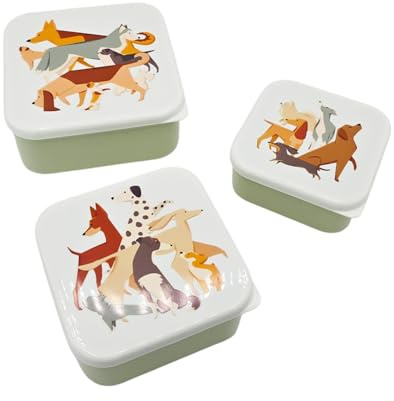 ARKRAFT set 3 porta merenda bambino disegno Cani per picnic scuola (Porta Merenda Cani)