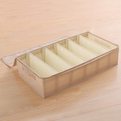Boxiatil Almacenaje Bajo Cama, Organizador Zapatos Debajo, Zapatero Bajo Cama, Bolsa de Almacenamiento Ropa Debajo de la Cama con Ventana Transparente y Asas, Cartón de algodón y lino, Caqui