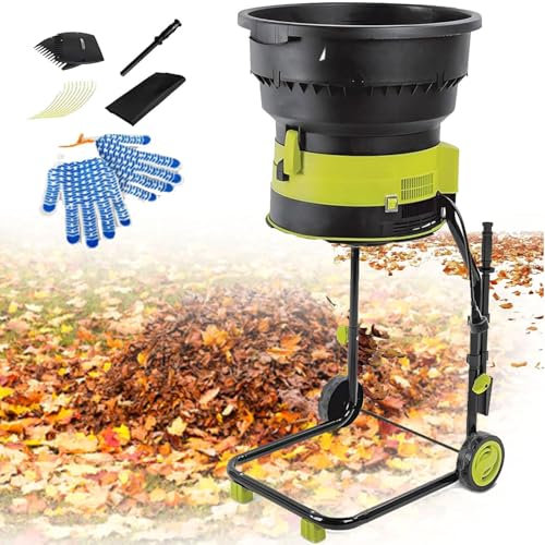 YANGYMM Electric Leaf Mulcher Garden Shredder, 2500w Cordless Electric Leaf Shredder, 8000 RPM Leaf Shredder, 17:1 Shredding Rate, Adjustable Leaf Shredder Size, Leaf Collector,20M