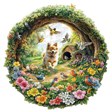 Holzpuzzle Erwachsene Hund und Vögel - 200 Teile holzpuzzle Geschenkbox, Wanddekoration und Geschenk für Freunde und Familien