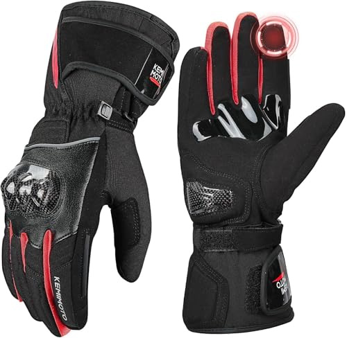 KEMIMOTO Winter Motorradhandschuhe, wasserdichte und Winddichte Motorradhandschuhe für 0°C~5°C, Verschleißfeste Handschuhe mit Kohlefaserschale,Touchsreen Winter Thermo Handschuhe für Skifahren
