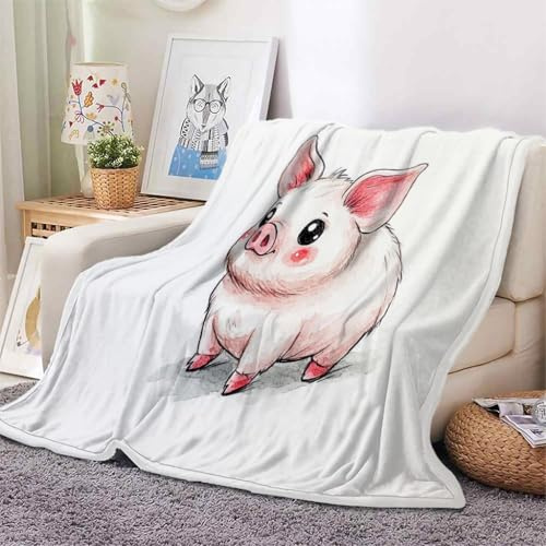 YZQGLHP Manta Animal Mantas Cerdito Estampado 3D Cobija Mantas Suave Franela para Cama, Cobertor Sofa 150x200 cm Manta de Microfibra Cálida Decorativa