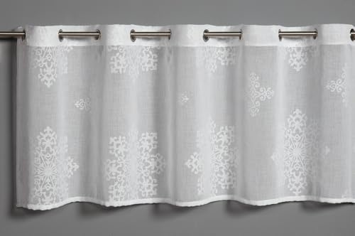 Sehlbach Bistrogardine Ausbrenner Schneeflocken, Weiß, 135 x 45 cm Bistrogardine, Winterliche Eleganz, Lichtdurchlässig, Einfache Anbringung, Charmante Schneeflocken