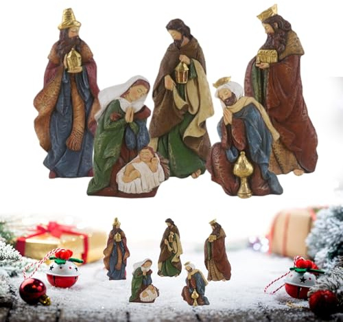Figure Del Presepe - Set Da Collezione Da Tavolo Di 5 Pezzi - Scena Della Nascita Di Gesù Decorazione Interna - Per Davanzale Chiesa Portico Tavola Da Pranzo Scuola Bambini Adulti Madre Amici Cristian