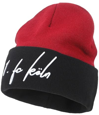 1. FC Köln Beanie Mütze Rot Weiß – Offizieller FC Köln Fanartikel – Warme Wintermütze für Herren & Damen – Bundesliga Strickmütze Fußball Fans