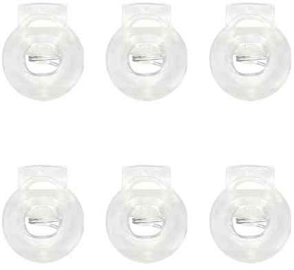 Cuixia 6 Pcs Cord Locks, Toggles for Drawstrings, Spring Toggles, Roman Blind Clips, Clear Single Hole Elastic Cord Locks for Bags Clothing Sportswear Jacket Backpack Camping